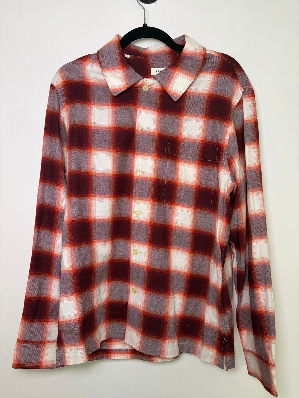 Sandro NWT Grunge Check Button-Up Shir - Size L
